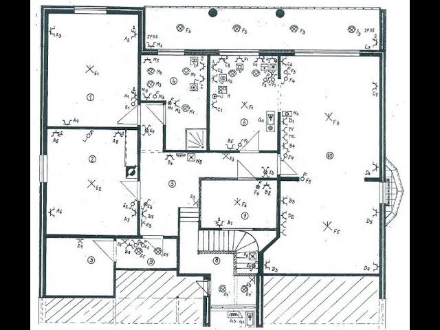 Installatietekening met de elektrische indeling van een woning